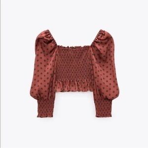 Rust Polka Dot Smocked Top